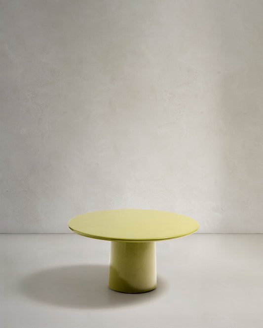 Albanella coffee table in cement with glossy green finish Ø85cm