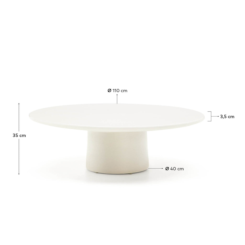Albanella coffee table in cement with glossy white finish Ø110cm