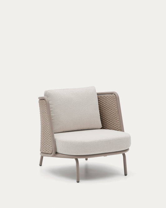 Sedalis outdoor armchair in aluminium and taupe rope cord