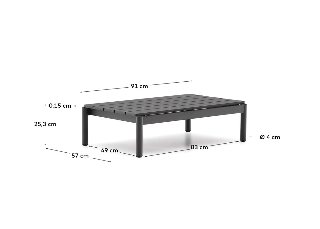 Sorells coffee table in grey aluminum 52,4 x 91 cm