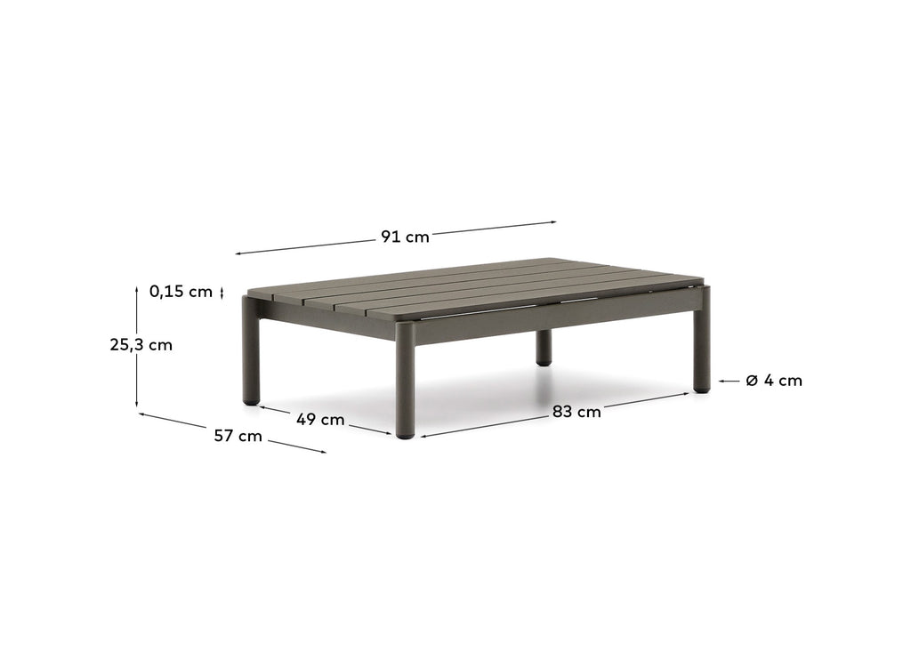 Sorells coffee table in green aluminum 52,4 x 91 cm