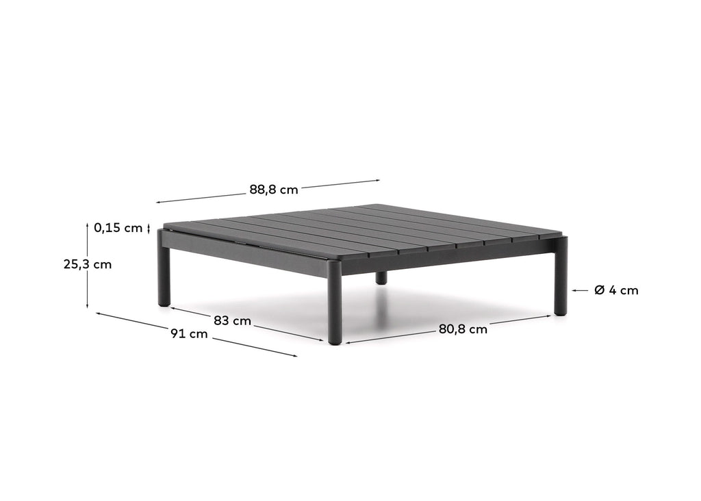 Sorells coffee table in gray aluminum 89 x 91 cm