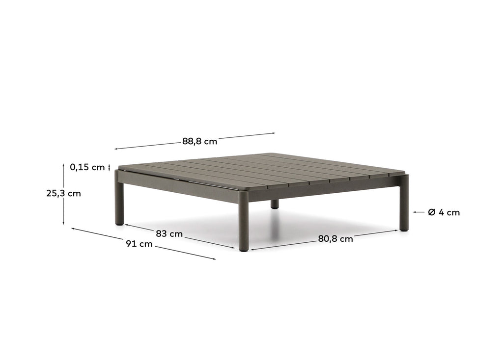 Sorells coffee table in green aluminum 89 x 91 cm