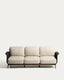 Alipa 3-seater sofa in solid acacia wood and dark grey rope cord 235 cm FSC 100%