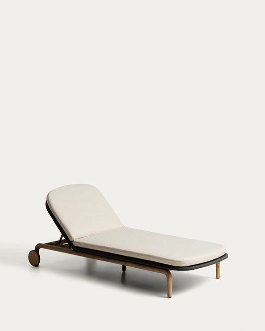 Alipa sun lounger in FSC 100% solid acacia wood and dark grey rope cord