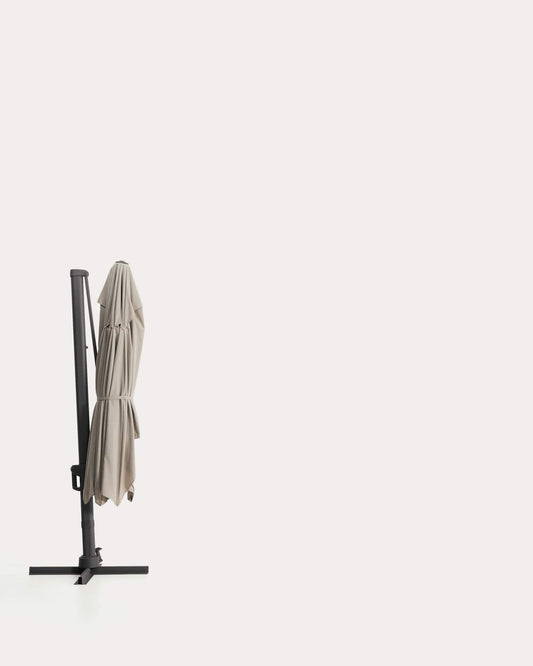 Noli beige cantilever parasol with graphite aluminium structure 300 x 420cm
