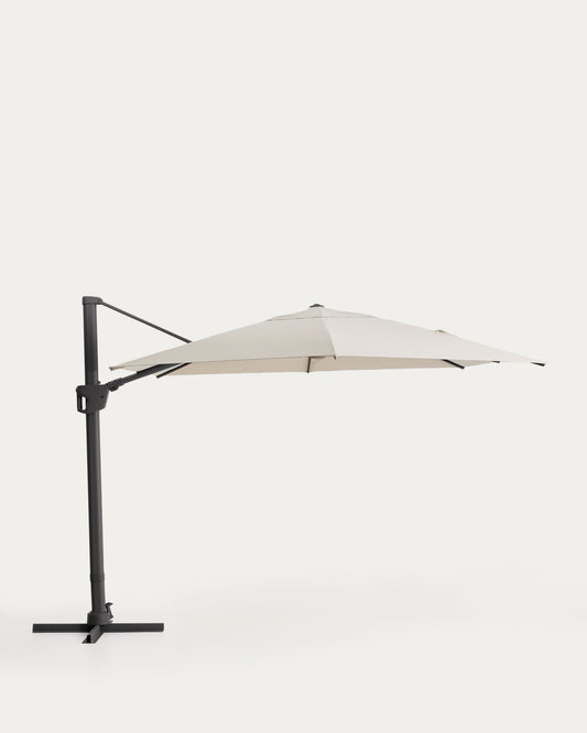 Noli beige cantilever parasol with graphite aluminium structure 300 x 420cm