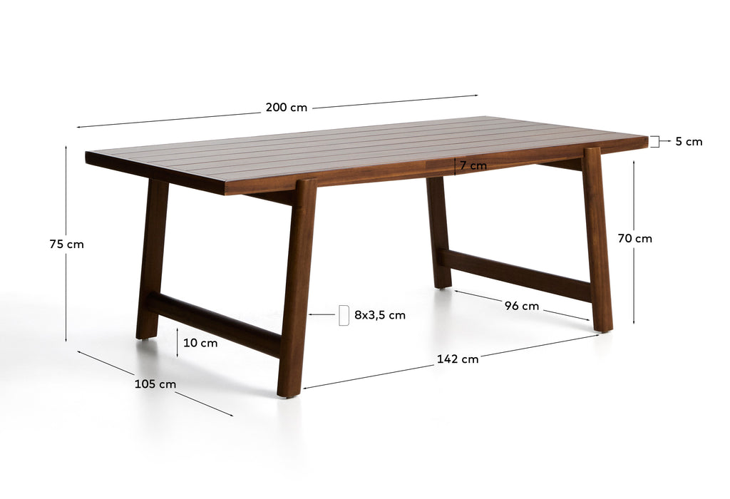 Itani outdoor table in solid acacia wood 200 x 100cm FSC 100%