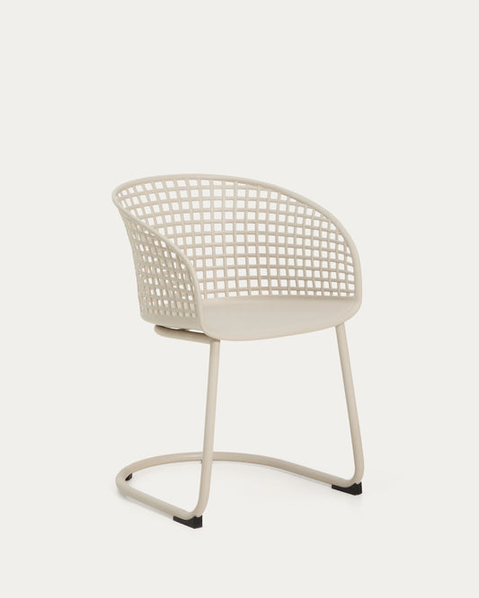 Tenaro beige plastic outdoor chair with steel structure