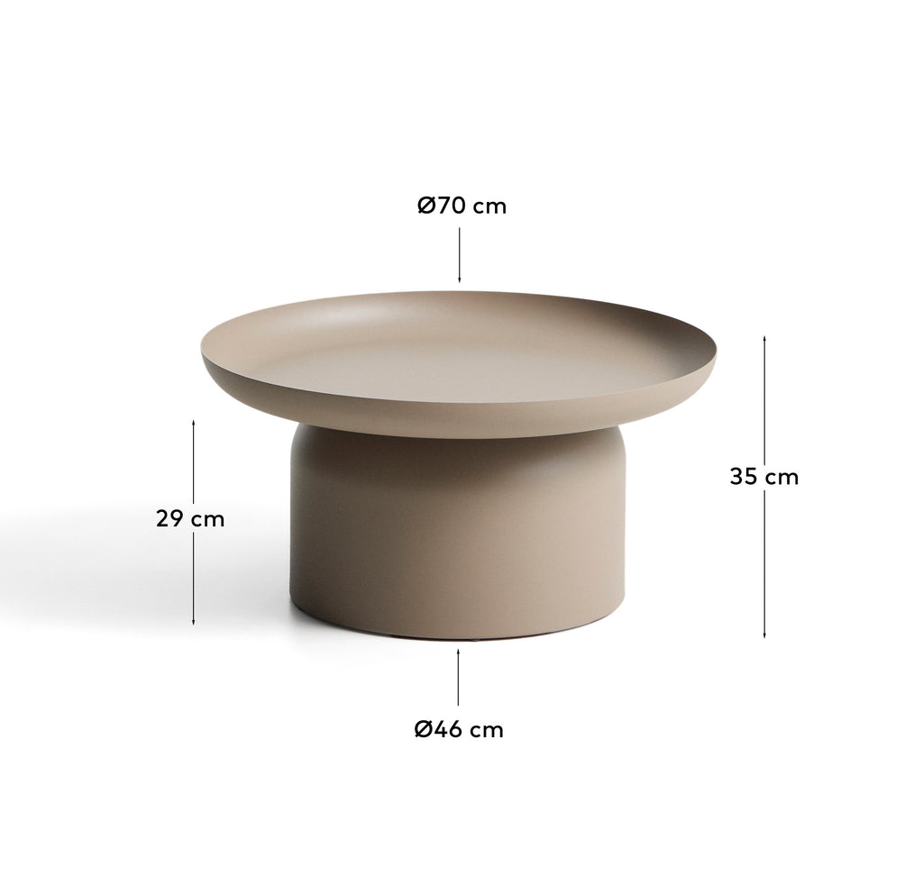 Arcola coffee table in taupe aluminium Ø70cm