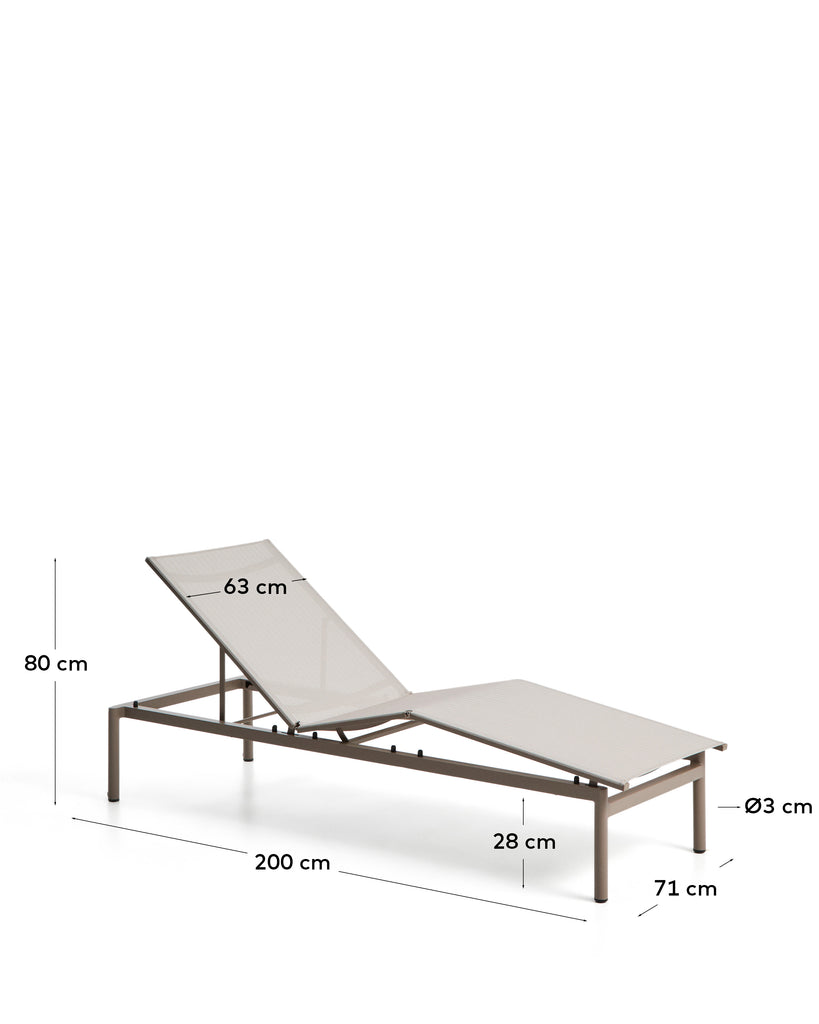 Stackable sun lounger Lesina in taupe aluminium and ecru texteline