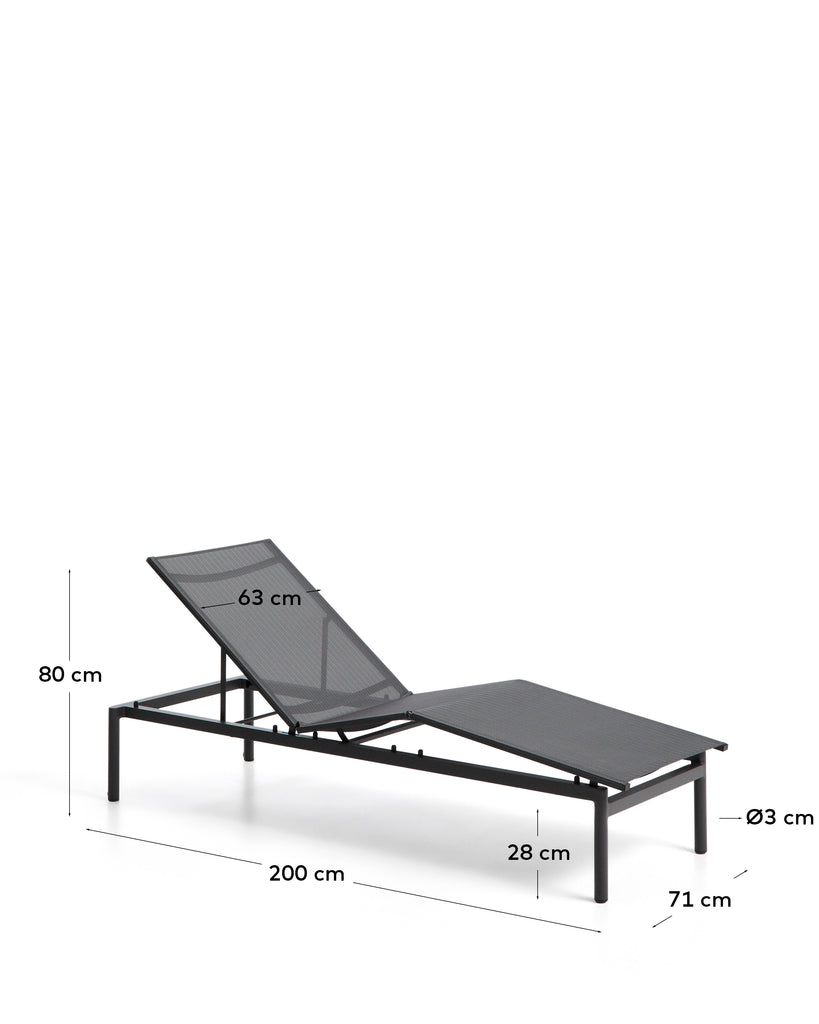 Stackable sun lounger Lesina in graphite aluminium and grey texteline