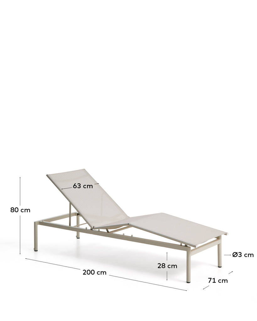 Stackable sun lounger Lesina in ecru aluminium and texteline