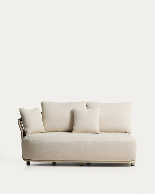 Osani 2-seater sofa in ecru aluminium and taupe rope 170 cm