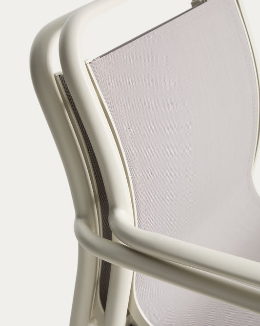 Set with Brela extendable table in ecru aluminium and 6 Luri chairs in ecru aluminium and beige texteline 205(287)x100cm