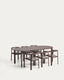 Erice set of 6 aluminium and rope cord stackable chairs and a table in brown aluminium and tempered glass 230 x 100cm