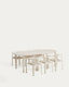 Erice set of 6 aluminium and rope cord stackable chairs and a table in ecru aluminium and tempered glass 230 x 100cm