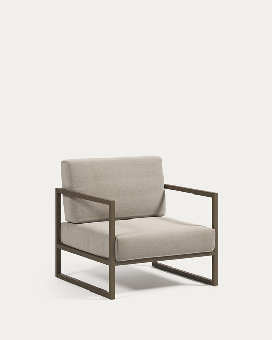 Comova 100% outdoor armchair in light grey and green aluminium