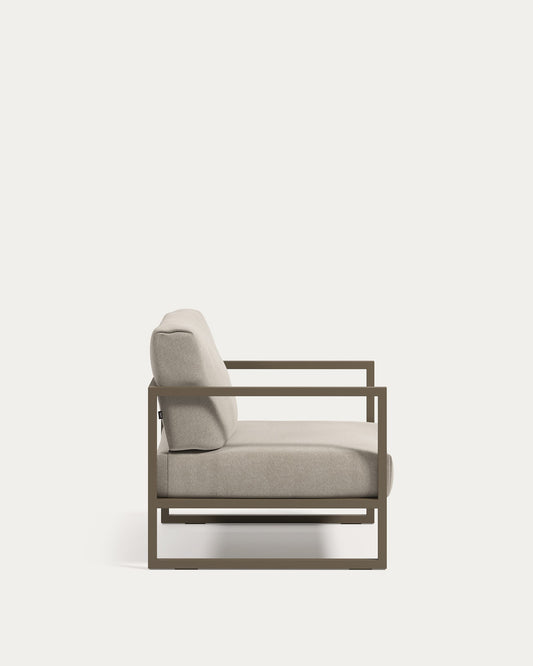 Comova 100% outdoor armchair in light grey and green aluminium