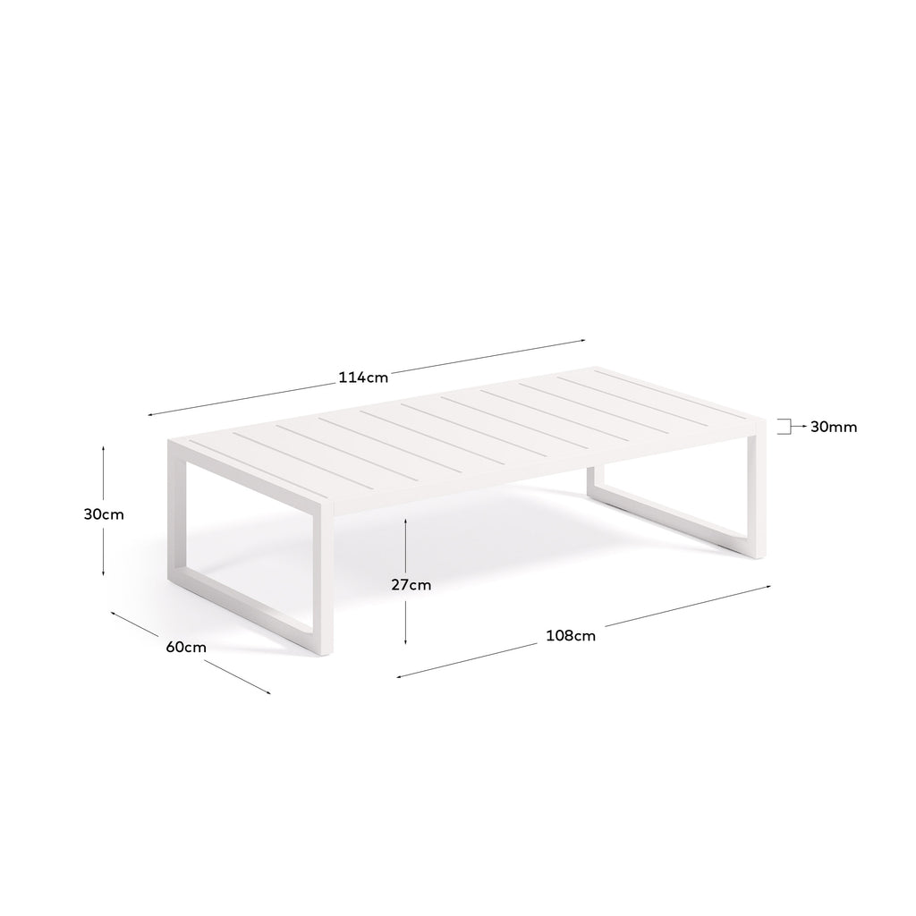 Comova 100% outdoor coffee table made from white aluminium, 60 x 114 cm