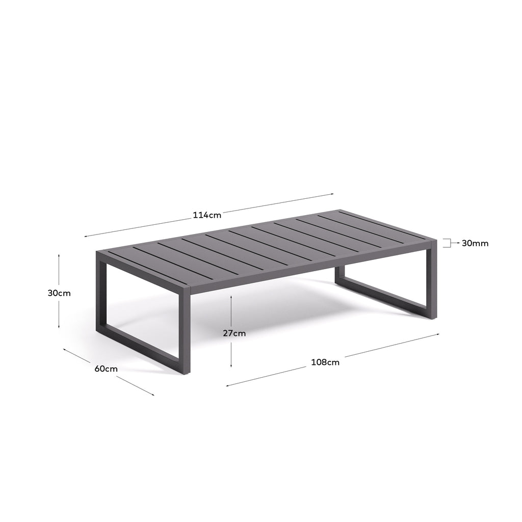 Comova 100% outdoor coffee table made from black aluminium, 60 x 114 cm