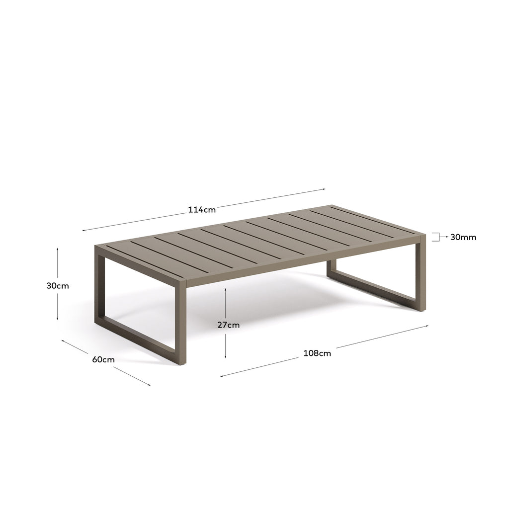Comova 100% outdoor coffee table made from green aluminium, 60 x 114 cm