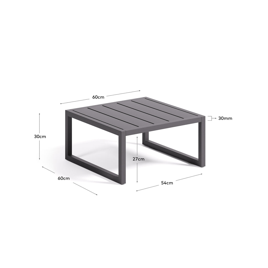 Comova 100% outdoor side table made from black aluminium, 60 x 60 cm
