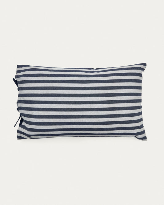 Tabby combined stripes 100% cotton cushion in blue and grey, 50 x 80 cm