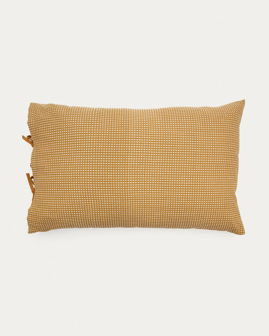 Trufa 100% cotton cushion with mustard and white backstitch, 50 x 80 cm