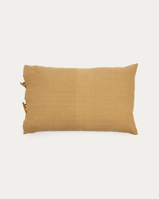 Trufa 100% cotton cushion with mustard and white backstitch, 40 x 60 cm