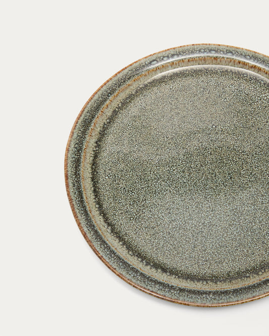 Brown ceramic Coval dessert plate