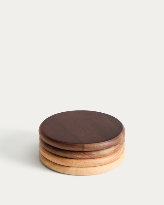 Nover set of 4 coasters in acacia wood FSC 100%