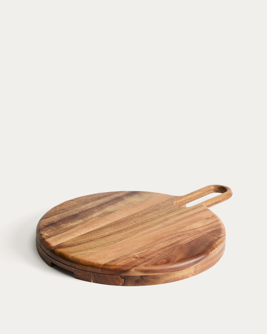 Blera cheese board and cutlery set in acacia wood FSC 100% and stainless steel