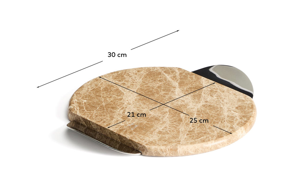 Adoma serving board in beige marble and metal