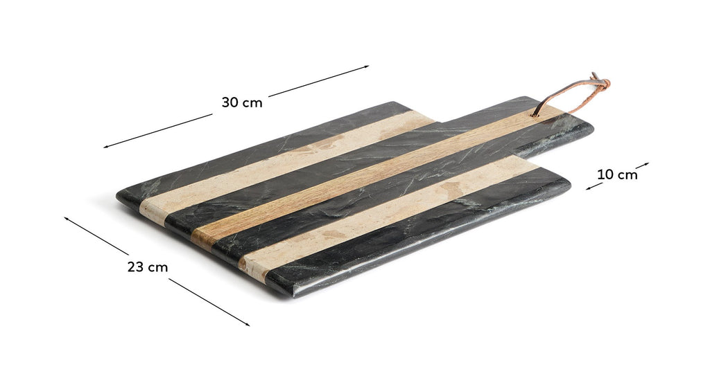 Surne serving board in black, brown and beige marble 30 x 23 cm