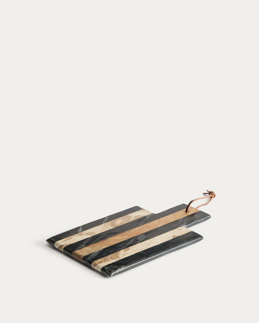 Surne serving board in black, brown and beige marble 30 x 18 cm