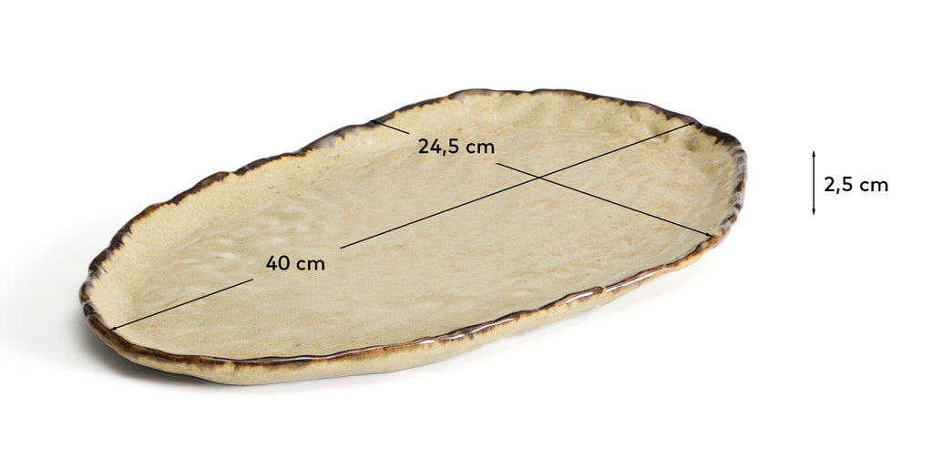 Abela tray in brown ceramic