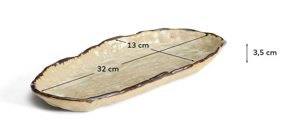 Abela tray in brown ceramic