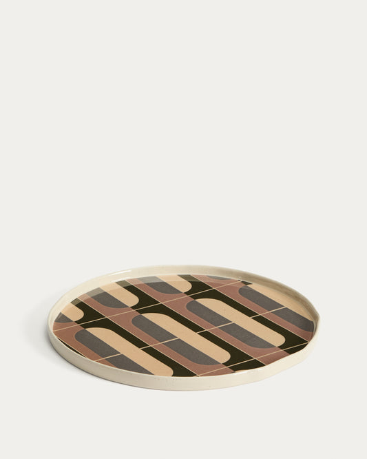 Julnet dinner plate in brown ceramic