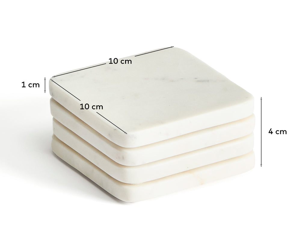 Nuvir set of 4 white marble coasters