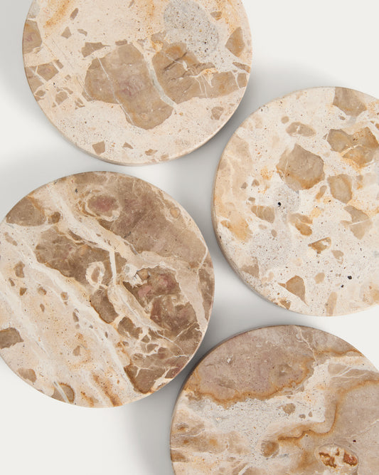 Set of 4 beige Malder marble coasters