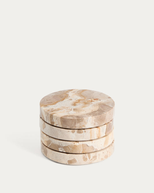 Set of 4 beige Malder marble coasters