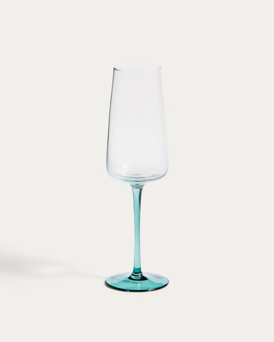 Irides clear champagne glass with blue detail, 31.5 cl