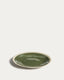 Nale beige ceramic dessert plate with green bottom