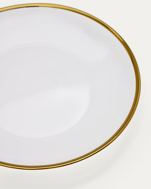 Nelie glass dessert plate with golden edges