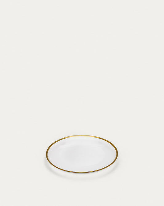 Nelie glass dessert plate with golden edges