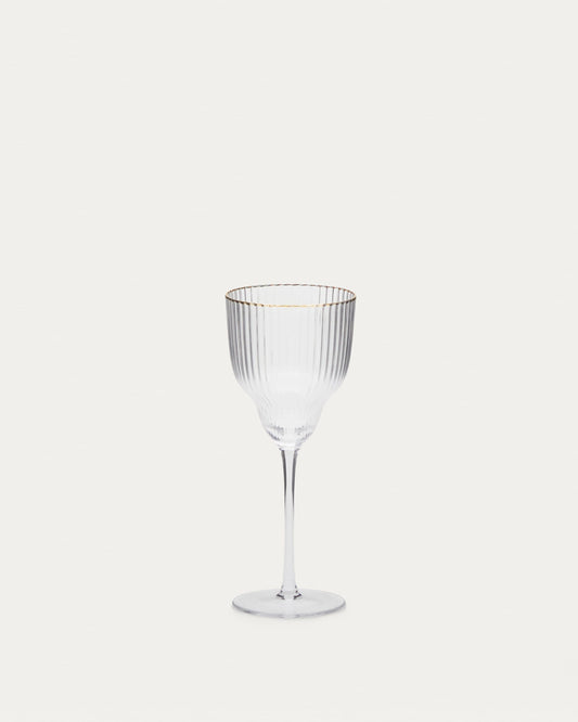 Ayan transparent wine glass, with a gold feature, 33 cl