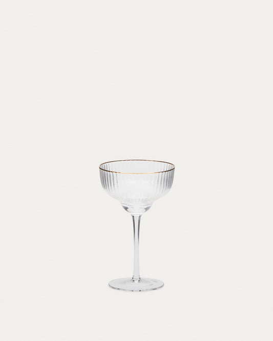 Ayan transparent champagne glass, with a gold feature, 28 cl