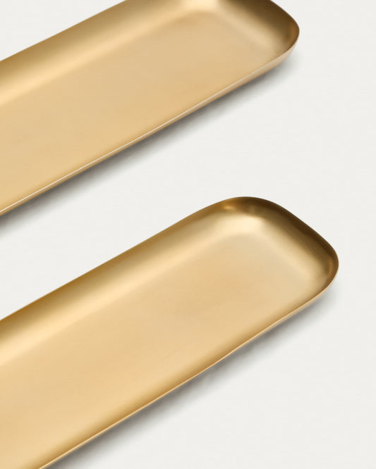 Aruc set of 2 trays made of gold-coloured stainless steel