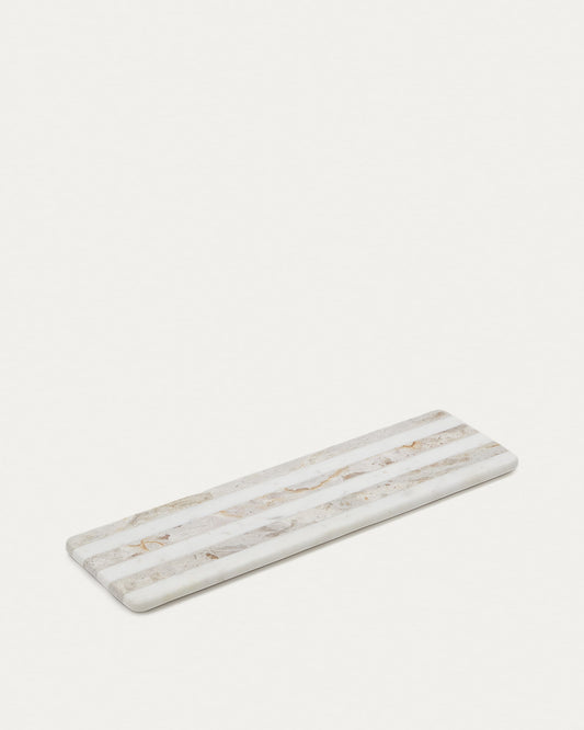 Sylara small serving board in grey and white marble